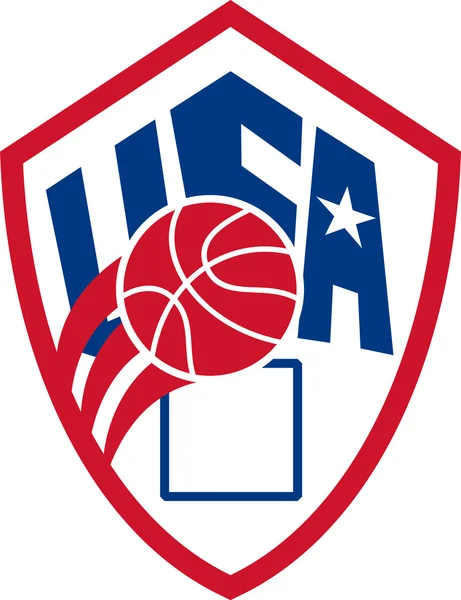 Estados Unidos EUA Escudo de bola de basquete americano — Vetor de Stock