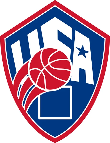Estados Unidos USA Escudo de Baloncesto Americano — Vector de stock