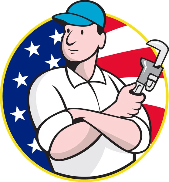 美国水管工人用可调扳手 — 图库矢量图片