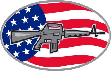 Armalite M-16 Colt AR-15 assault rifle flag clipart