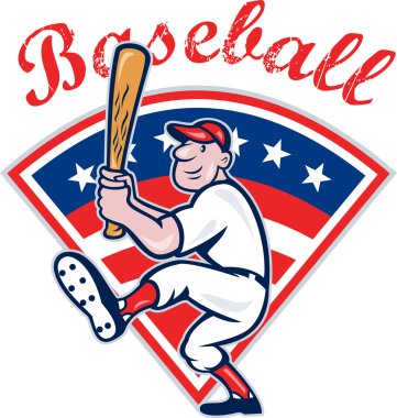 American Baseball Player Batting Cartoon clipart