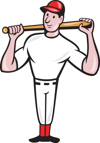 American Baseball Player Batting Cartoon — Stock Vector