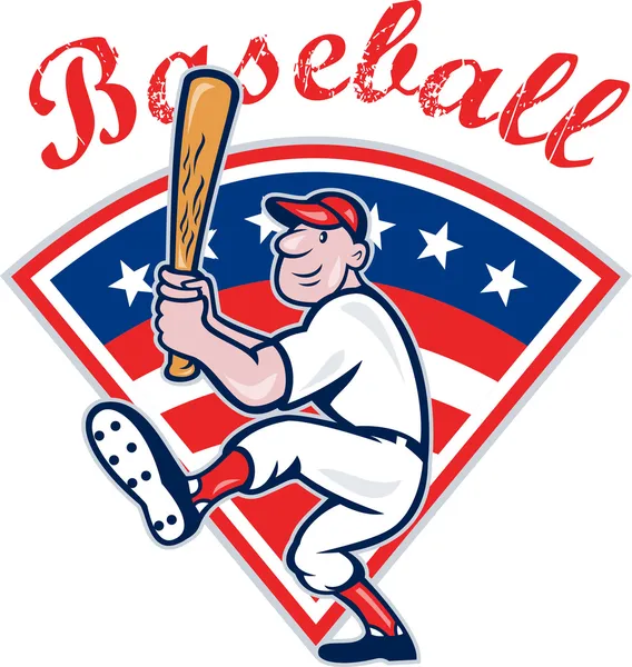 American Baseball jugador de bateo de dibujos animados — Archivo Imágenes Vectoriales