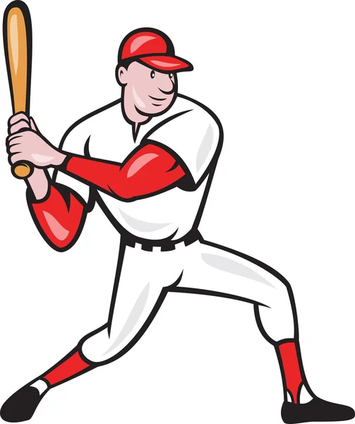 American Baseball Player Batting Cartoon — Stock Vector
