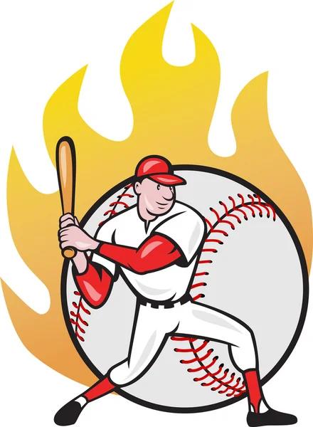 Joueur de baseball américain Batting Ball — Image vectorielle
