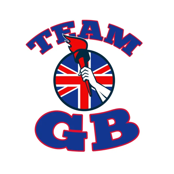 Team gb hand met fakkel Groot-Brittannië vlag — Stockfoto