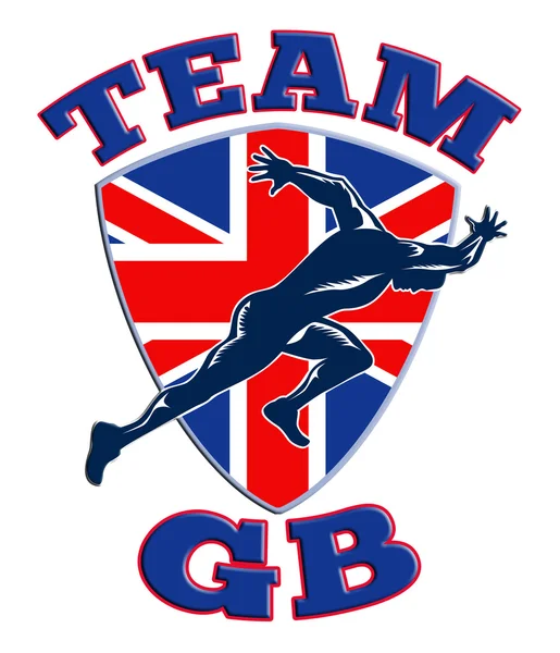 Team GB Runner Sprinter Великобритания Флаг — стоковое фото