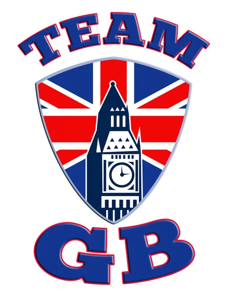 Team gb grote ben toren klok Groot-Brittannië vlag — Stockfoto