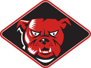 Angry Bulldog Head Front Retro clipart