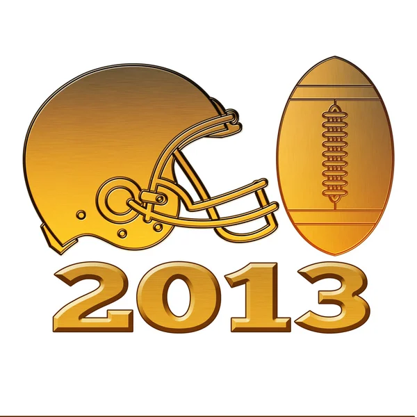 黄金のアメリカン フットボール ヘルメット ボール 2013 — ストック写真