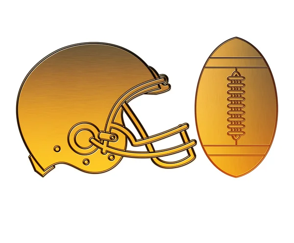 Helm sepak bola Amerika bola emas logam — Stok Foto