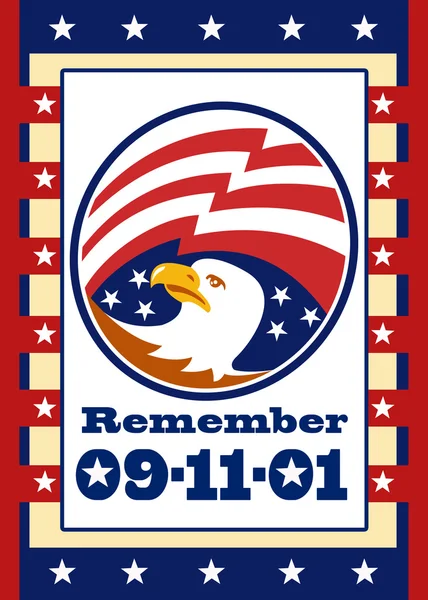 Amerikan kartalı vatansever gün 911 poster tebrik kartı — Stok fotoğraf
