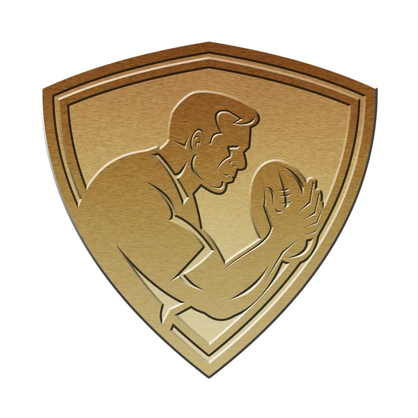 Rugbyspieler Schild metallisches Gold — Stockfoto