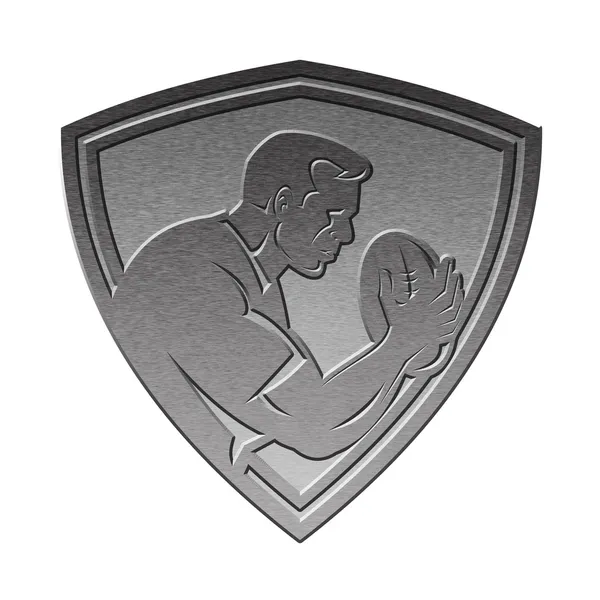 Rugbyspieler Schild metallic silber — Stockfoto