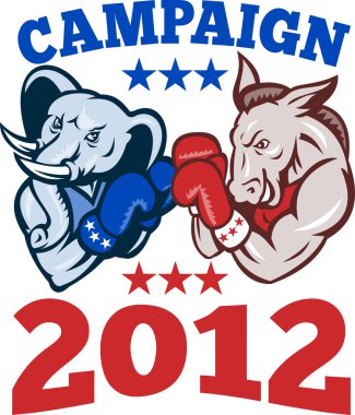 Democrat Donkey Republican Elephant Campaign 2012 clipart