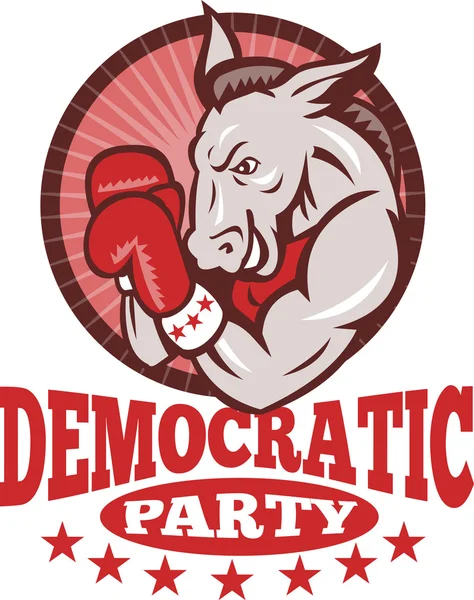 Democrat Donkey Mascot Boxing — Stock Vector