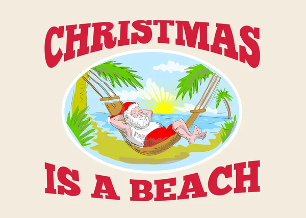Santa Claus Father Christmas Beach Relaxing — Stok Vektör