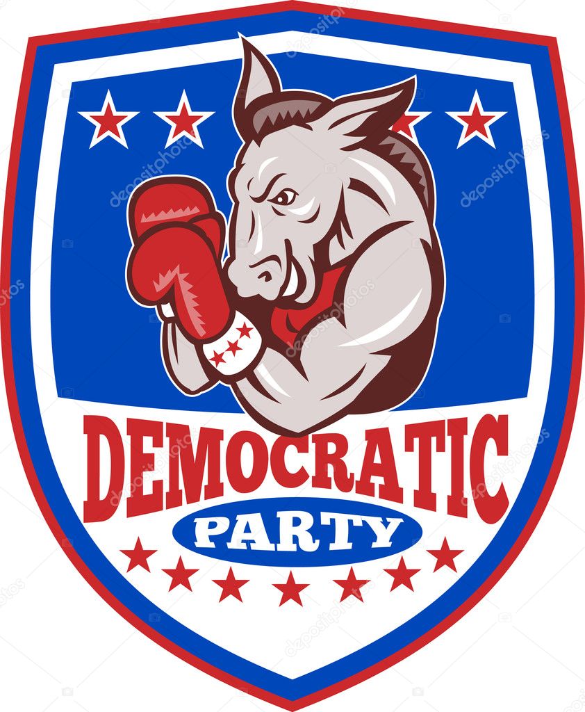 Democrat Donkey Mascot Boxer Shield