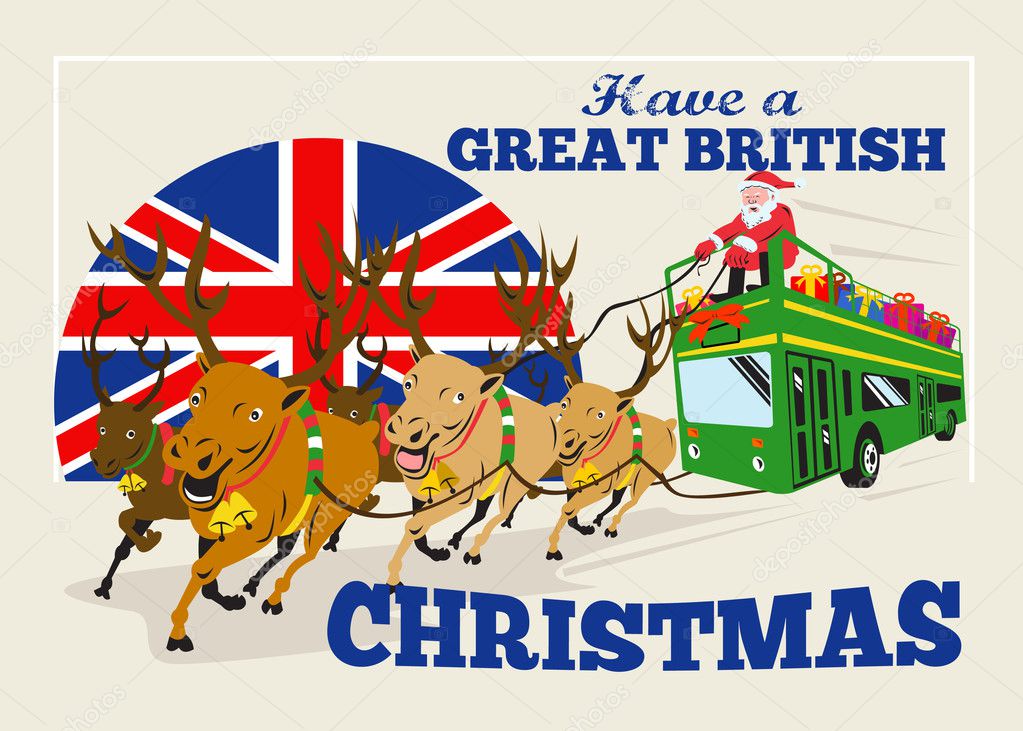 Great British Christmas Santa Reindeer Doube Decker Bus
