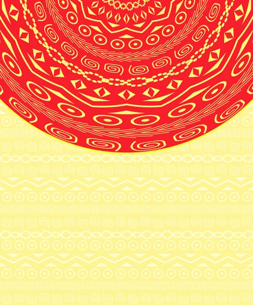 Пригласительный билет с красным этническим круговым элементом — стоковый вектор