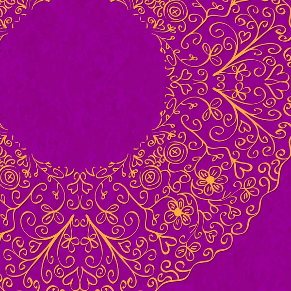 Fuchsia-Grußkarte mit Mandala-Dekoration — Stockvektor