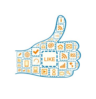 Hand with Thumb up and Social Media Square Icons clipart