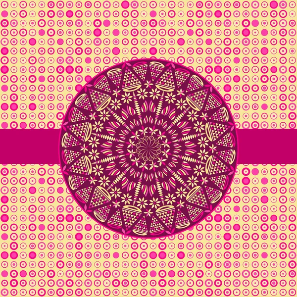 Tarjeta rosa con viñeta redonda — Archivo Imágenes Vectoriales