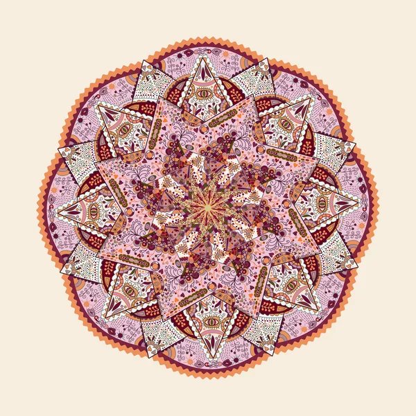 Ornamental kaleidoscopic mandala — Stock Vector