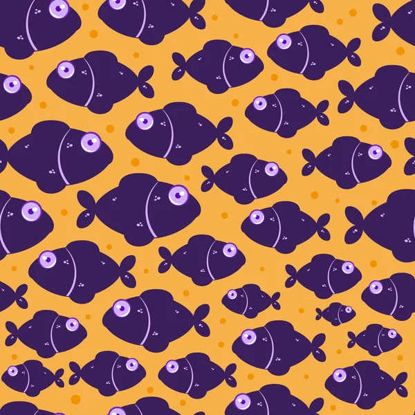 Purple Fish Seamless Pattern — Stock Vector