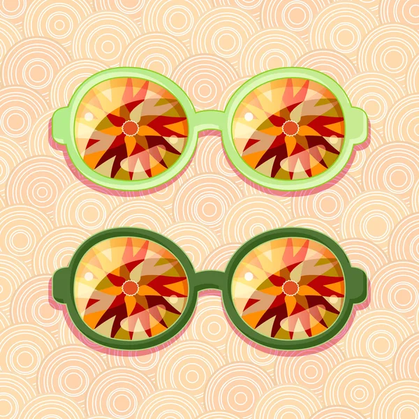 Óculos retro com reflexo floral — Vetor de Stock
