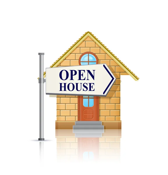 Open House in vendita con Bianco Immobiliare segno — Vettoriale Stock