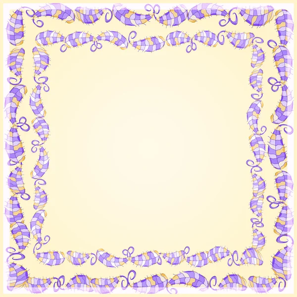 Marco de hoja púrpura sobre fondo amarillo — Vector de stock