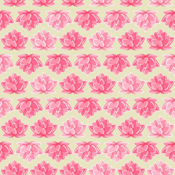 粉红色莲花无缝图案 — 图库矢量图片