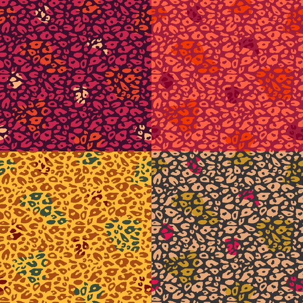 Colorful Cheetah Print Seamless Pattern Set — Stock Vector