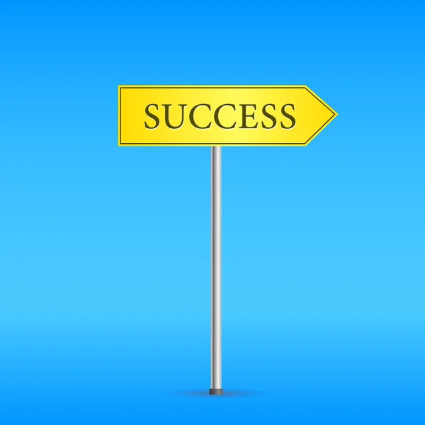 Gele verkeersbord met woord succes — Stockvector