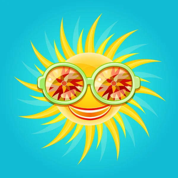 Glanzende gele zon cool bril — Stockvector