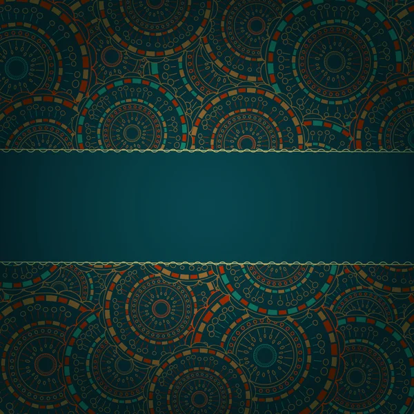 Donker blauwe kaart met ronde patroon — Stockvector
