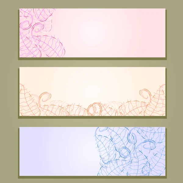 Floral Banner Set with Leaf Silhouettes — Stock Vector