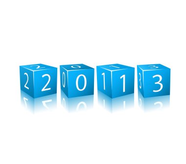 Mavi 3d küp üzerinde yeni 2013 yılı sayıları
