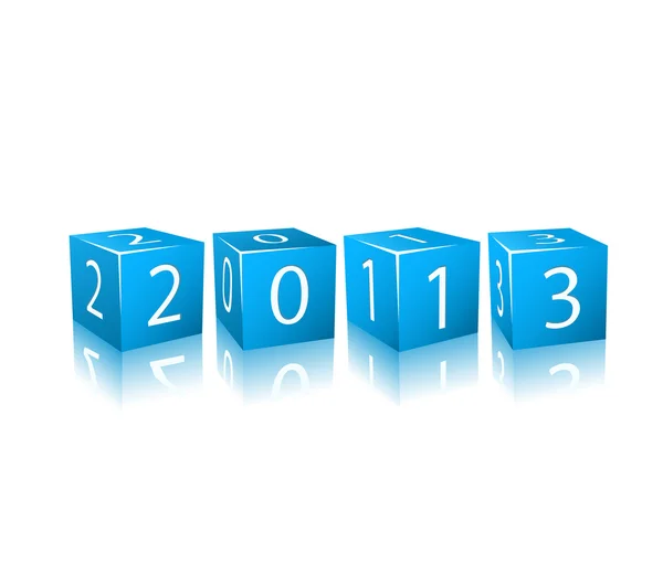 New 2013 Year Numbers on Blue 3d Cubes — Stock Vector