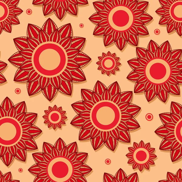 美しい赤い花のシームレスなパターン — ストックベクタ