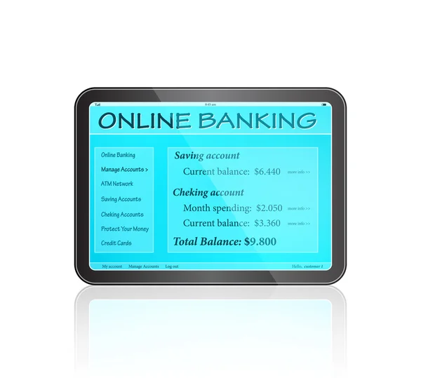 Services bancaires en ligne sur écran tactile — Image vectorielle