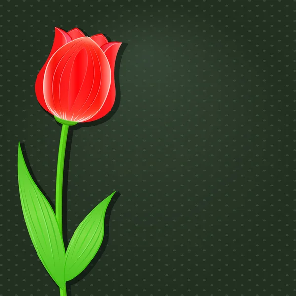 Чорний запрошення картку з червоний Tulip — стоковий вектор