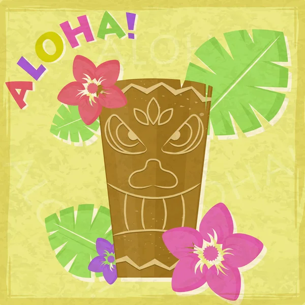 Vintage vacances carte Aloha rétro — Image vectorielle