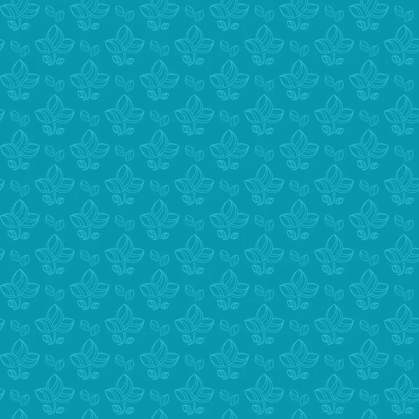 블루 플라워 실루엣 완벽 한 패턴 — 스톡 벡터