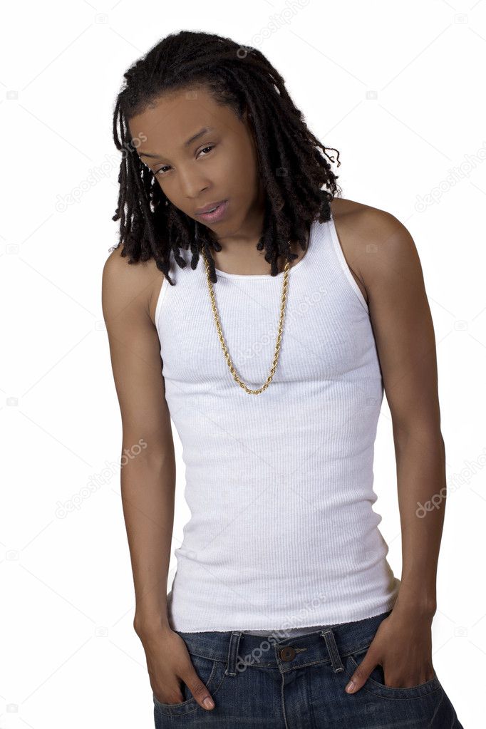 Young Black Woman Jeans and Tee Shirt