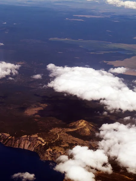 stock image Aerial Landscape with Clouds Water and Land