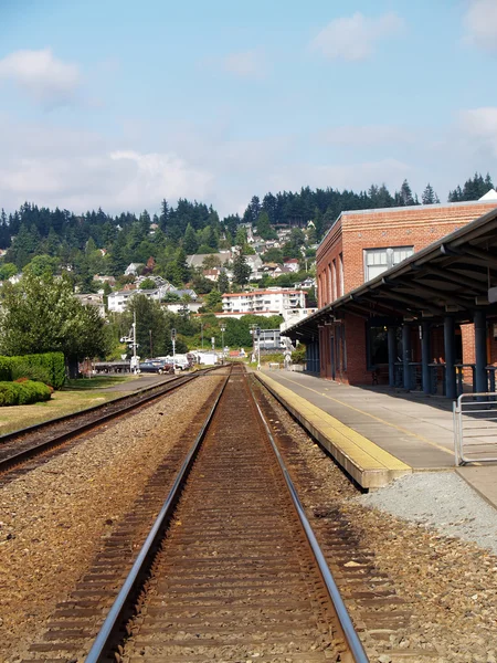 stock image Empty Train Tracks Brick Station Washington State