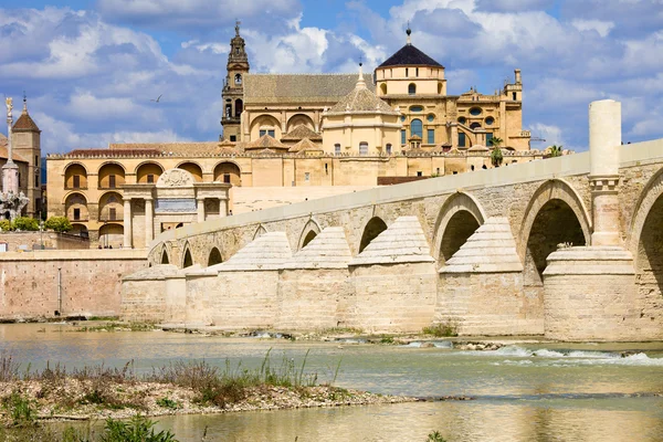 Katedrála Mezquita a římský most v Córdobě — Stock fotografie