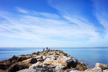 Sea, Sky and Pier in Marbella, Spain clipart